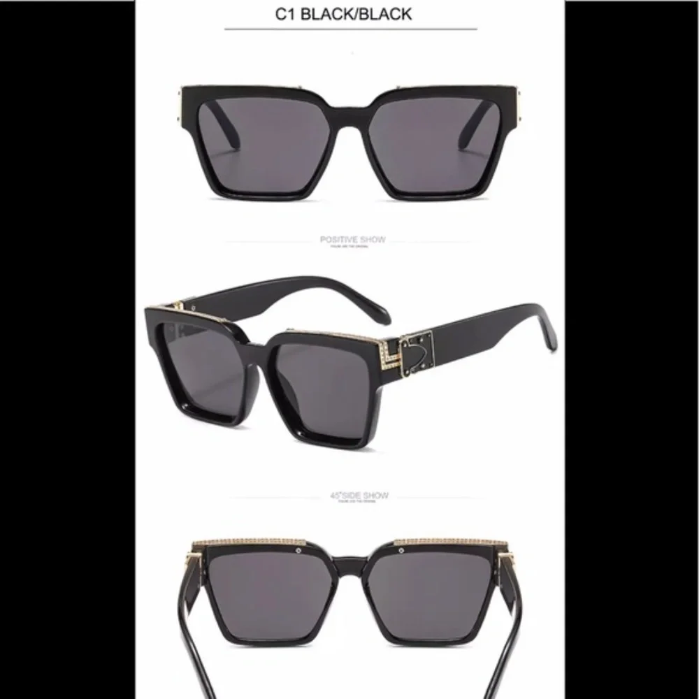 Luxury Brand Designer Square Sunglasses Men